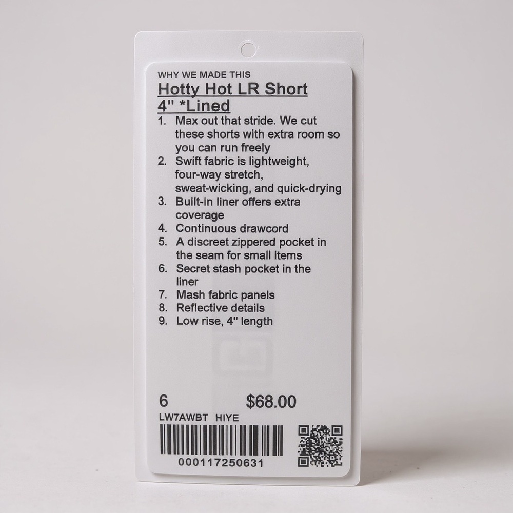 Lululemon Hotty Hot LR Short 4” Lined – Hi-Vis Yellow – Size 6 NWT - Picture 3 of 4